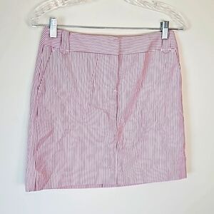 Ann Taylor Loft red/white Seersucker Skirt size 0P petites EUC 100% cotton
